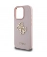 Guess Grained Big 4G Logo Small Classic Logo Case for iPhone 16 Pro - Pink