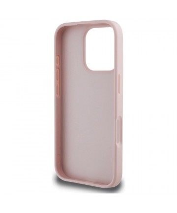 Guess Grained Big 4G Logo Small Classic Logo Case for iPhone 16 Pro - Pink