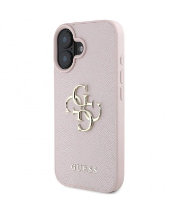 Guess Grained Big 4G Logo Small Classic Logo case for iPhone 16 - pink