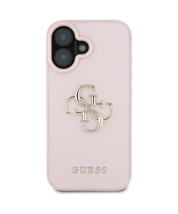 Guess Grained Big 4G Logo Small Classic Logo case for iPhone 16 - pink