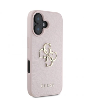 Guess Grained Big 4G Logo Small Classic Logo case for iPhone 16 - pink