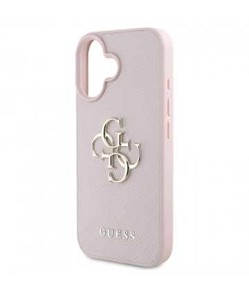 Guess Grained Big 4G Logo Small Classic Logo case for iPhone 16 - pink