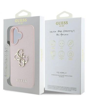 Guess Grained Big 4G Logo Small Classic Logo case for iPhone 16 - pink