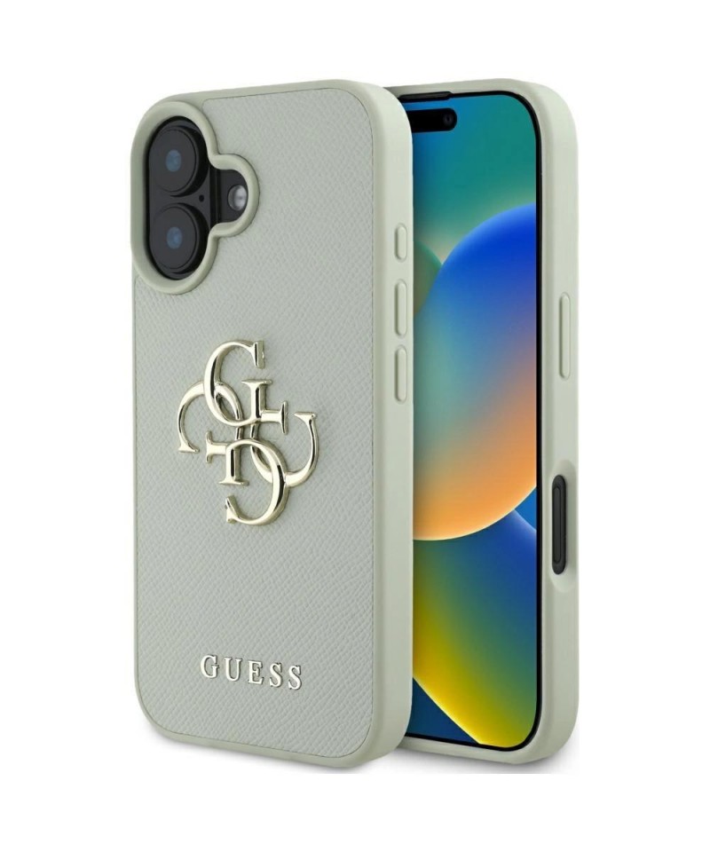 Guess Grained Big 4G Logo Small Classic Logo case for iPhone 16 - green