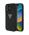 Guess Hot Stamp 4G Pattern Triangle Metal Logo case for iPhone 16 - black