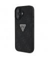 Guess Hot Stamp 4G Pattern Triangle Metal Logo case for iPhone 16 - black