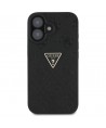 Guess Hot Stamp 4G Pattern Triangle Metal Logo case for iPhone 16 - black