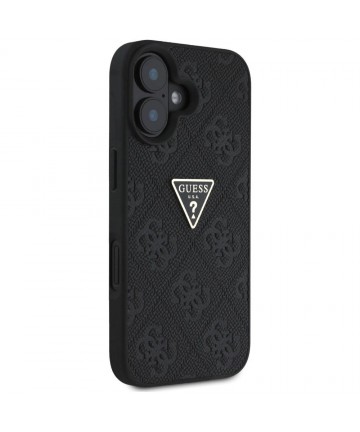 Guess Hot Stamp 4G Pattern Triangle Metal Logo case for iPhone 16 - black