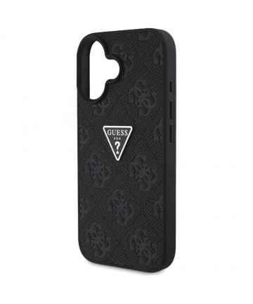 Guess Hot Stamp 4G Pattern Triangle Metal Logo case for iPhone 16 - black