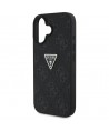 Guess Hot Stamp 4G Pattern Triangle Metal Logo case for iPhone 16 - black