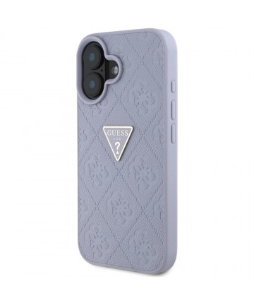 Guess Hot Stamp 4G Pattern Triangle Metal Logo iPhone 16 Case - Purple
