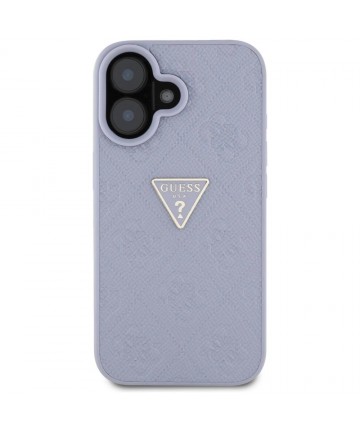 Guess Hot Stamp 4G Pattern Triangle Metal Logo iPhone 16 Case - Purple