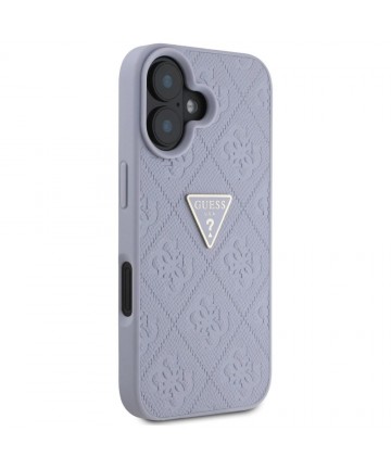 Guess Hot Stamp 4G Pattern Triangle Metal Logo iPhone 16 Case - Purple
