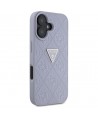 Guess Hot Stamp 4G Pattern Triangle Metal Logo iPhone 16 Case - Purple