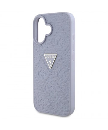 Guess Hot Stamp 4G Pattern Triangle Metal Logo iPhone 16 Case - Purple