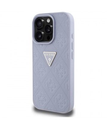 Guess Hot Stamp 4G Pattern Triangle Metal Logo iPhone 16 Pro Case - Purple