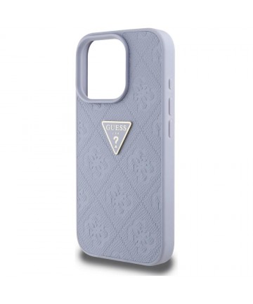 Guess Hot Stamp 4G Pattern Triangle Metal Logo iPhone 16 Pro Case - Purple