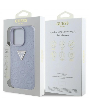 Guess Hot Stamp 4G Pattern Triangle Metal Logo iPhone 16 Pro Case - Purple