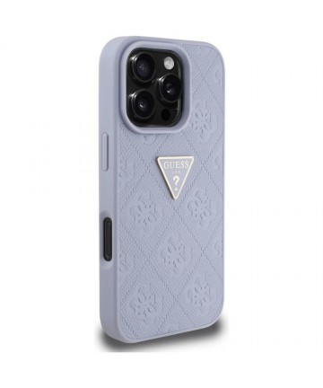Guess Hot Stamp 4G Pattern Triangle Metal Logo Case for iPhone 16 Pro Max - Purple