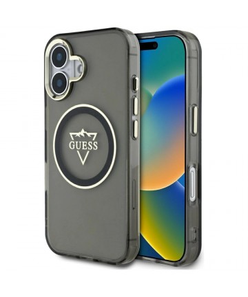 Guess IML Metal Mountain Logo MagSafe case for iPhone 16 - black