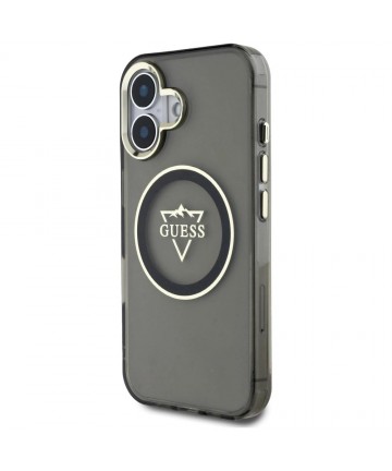 Guess IML Metal Mountain Logo MagSafe case for iPhone 16 - black