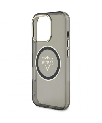 Guess IML Metal Mountain Logo MagSafe iPhone 16 Pro Case - Black