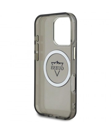 Guess IML Metal Mountain Logo MagSafe iPhone 16 Pro Case - Black