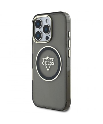 Guess IML Metal Mountain Logo MagSafe iPhone 16 Pro Max Case - Black
