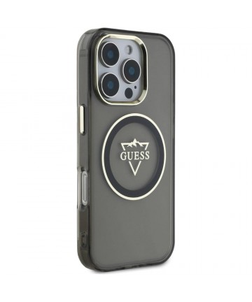 Guess IML Metal Mountain Logo MagSafe iPhone 16 Pro Max Case - Black