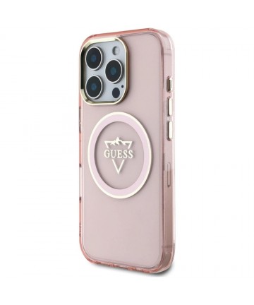 Guess IML Metal Mountain Logo MagSafe iPhone 16 Pro Max Case - Pink