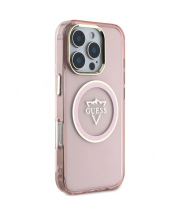 Guess IML Metal Mountain Logo MagSafe iPhone 16 Pro Max Case - Pink