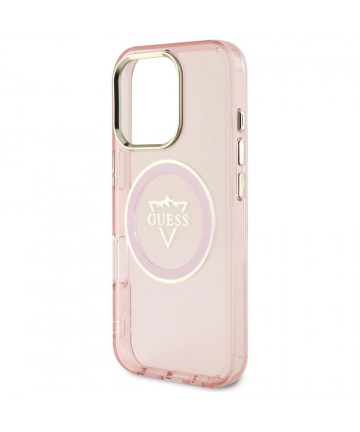 Guess IML Metal Mountain Logo MagSafe iPhone 16 Pro Max Case - Pink