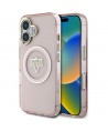 Guess IML Metal Mountain Logo MagSafe iPhone 16 Case - Pink