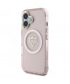 Guess IML Metal Mountain Logo MagSafe iPhone 16 Case - Pink