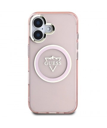 Guess IML Metal Mountain Logo MagSafe iPhone 16 Case - Pink