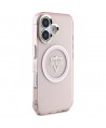 Guess IML Metal Mountain Logo MagSafe iPhone 16 Case - Pink