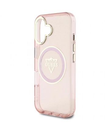Guess IML Metal Mountain Logo MagSafe iPhone 16 Case - Pink