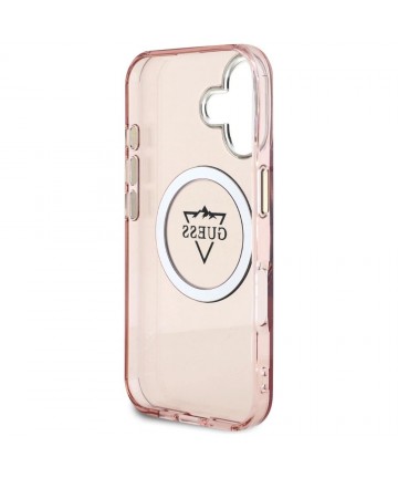 Guess IML Metal Mountain Logo MagSafe iPhone 16 Case - Pink