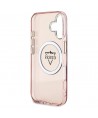 Guess IML Metal Mountain Logo MagSafe iPhone 16 Case - Pink