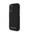Karl Lagerfeld Saffiano Full Wrapped Elongated Metal Logo MagSafe Case for iPhone 16 - Black