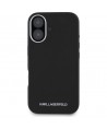 Karl Lagerfeld Saffiano Full Wrapped Elongated Metal Logo MagSafe Case for iPhone 16 - Black