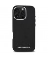 Karl Lagerfeld Saffiano Full Wrapped Elongated Metal Logo MagSafe iPhone 16 Pro Case - Black