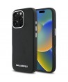 Karl Lagerfeld Saffiano Full Wrapped Elongated Metal Logo MagSafe Case for iPhone 16 Pro Max - Black