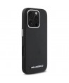 Karl Lagerfeld Saffiano Full Wrapped Elongated Metal Logo MagSafe Case for iPhone 16 Pro Max - Black
