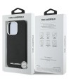 Karl Lagerfeld Saffiano Full Wrapped Elongated Metal Logo MagSafe Case for iPhone 16 Pro Max - Black