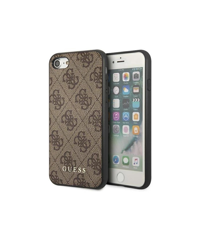 Guess 4G Metal Gold Logo Case for iPhone SE 2022 / 2020 / 7 / 8 - Brown