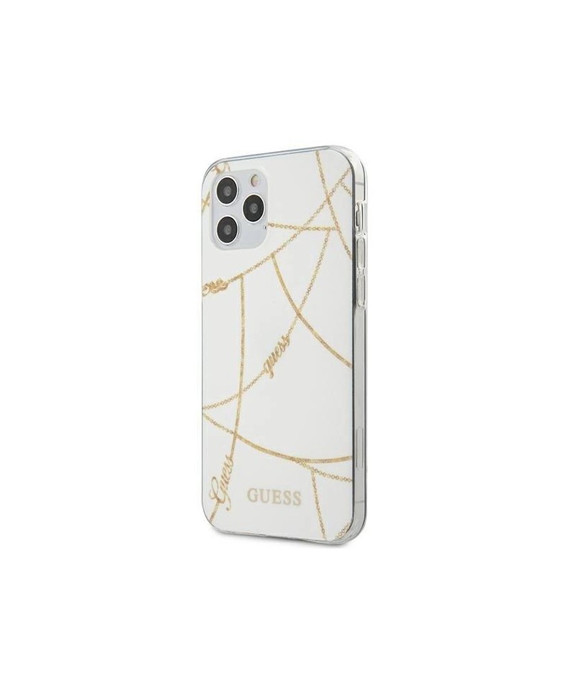 Guess Gold Chain Collection iPhone 12 Pro Max 6.7" Case - White