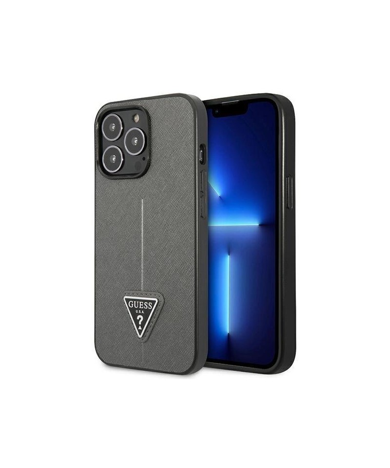 Guess Saffiano Triangle Logo case for iPhone 13 Pro / 13 6.1" - silver
