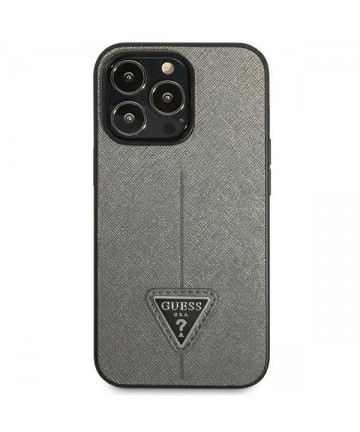 Guess Saffiano Triangle Logo case for iPhone 13 Pro / 13 6.1" - silver