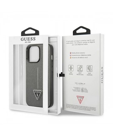 Guess Saffiano Triangle Logo case for iPhone 13 Pro / 13 6.1" - silver